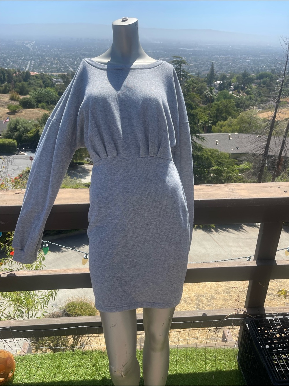 entro Heather Gray Long Sleeve Sweatshirt Dress